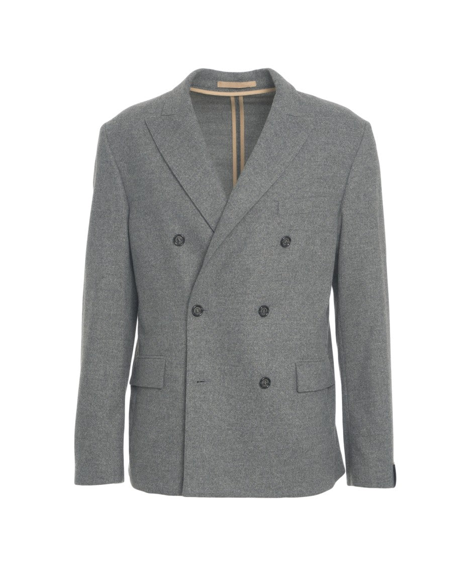 Paolo Pecora Tailored Double-Breasted Blazer With Flap Pockets And Structured Collar