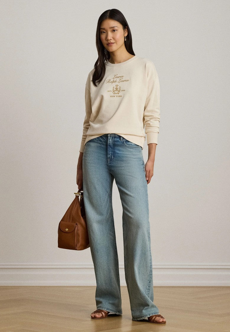 Lauren Ralph Lauren Cropped Emblem Crewneck Sweatshirt