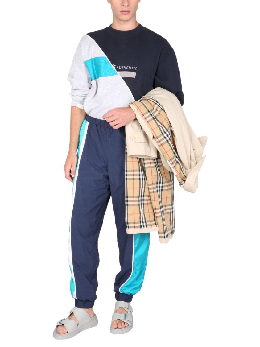 1/Off Color-Block Diagonal Design Crew Neck Sweatshirt