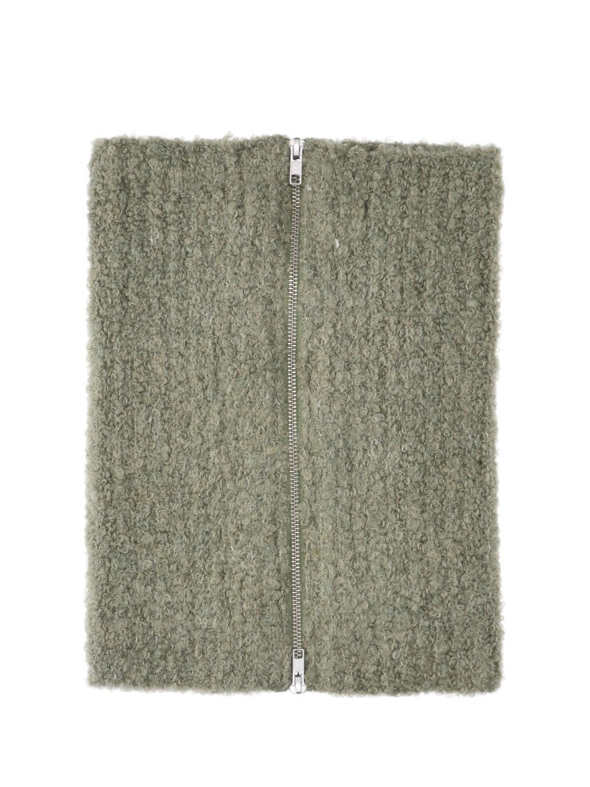 Mm6 By Maison Margiela Ribbed Knit Neck Warmer With Full-Zip Closure And Logo Label