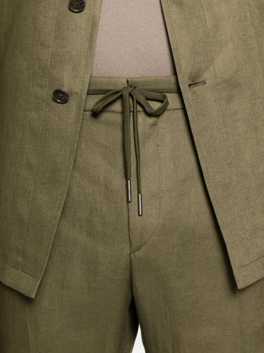 Tagliatore Olive Green Icoman Pleated Trousers