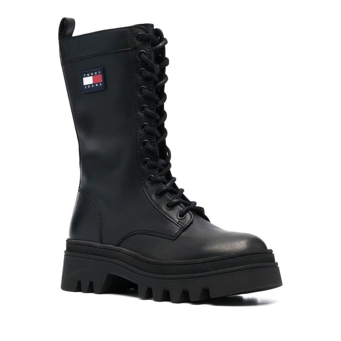 Tommy Jeans Twelve Black Sleek Lace-Up Leather Boots