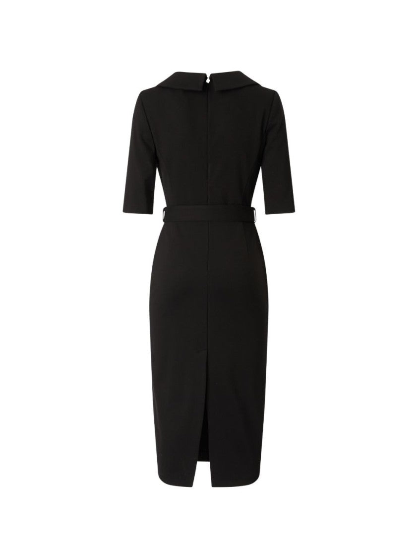 Pinko Black Tailored Midi Decorative Belt Dress