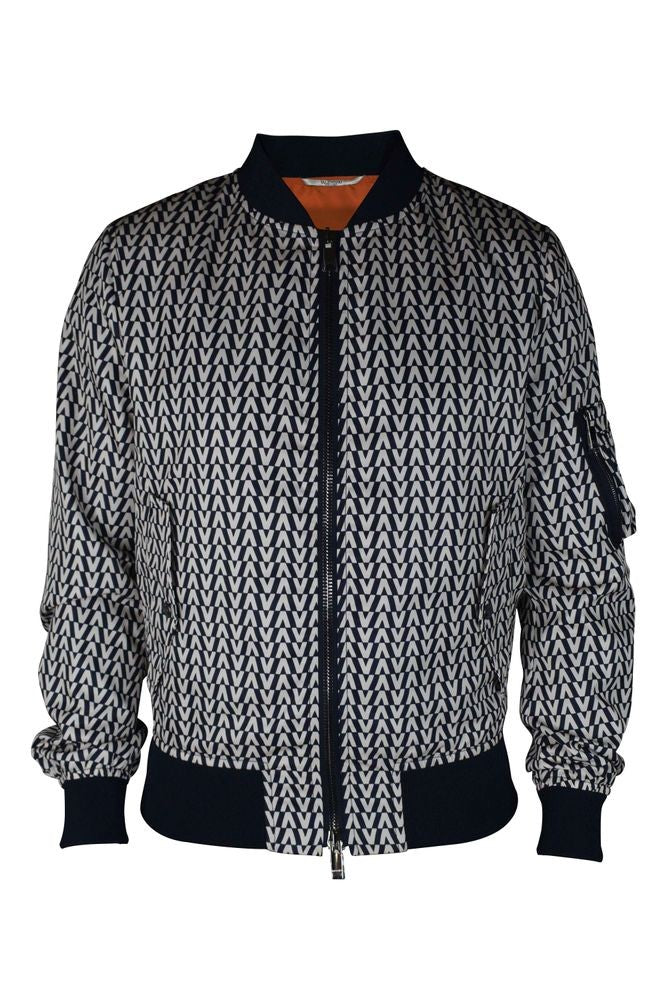 Valentino Garavani Navy Blue Bomber Jacket