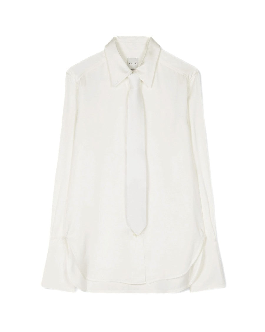 Paul Smith Long Sleeve White Shirt With Removable Tie
