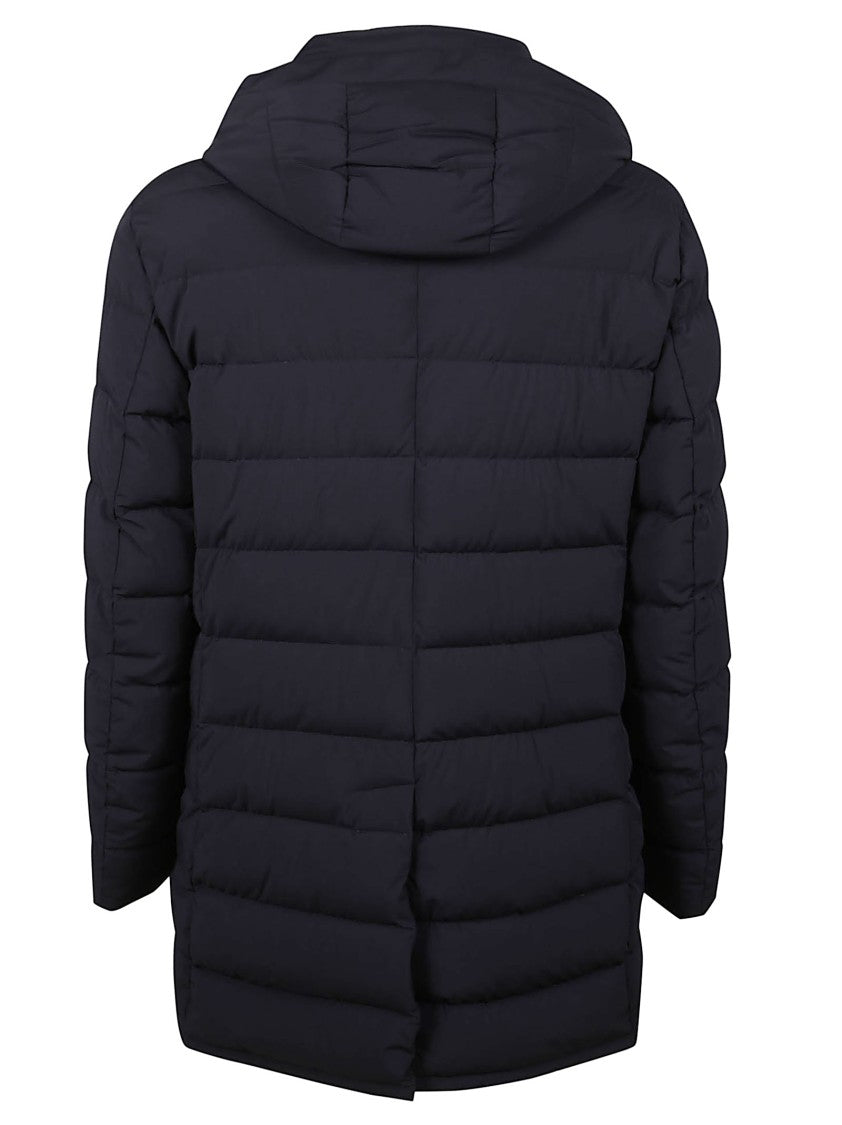 Moorer Padded Blue Down Jacket With Hood