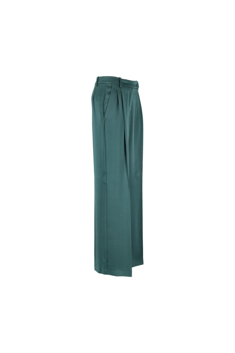Pinko Green Acetate-Blend Wide-Leg Pants