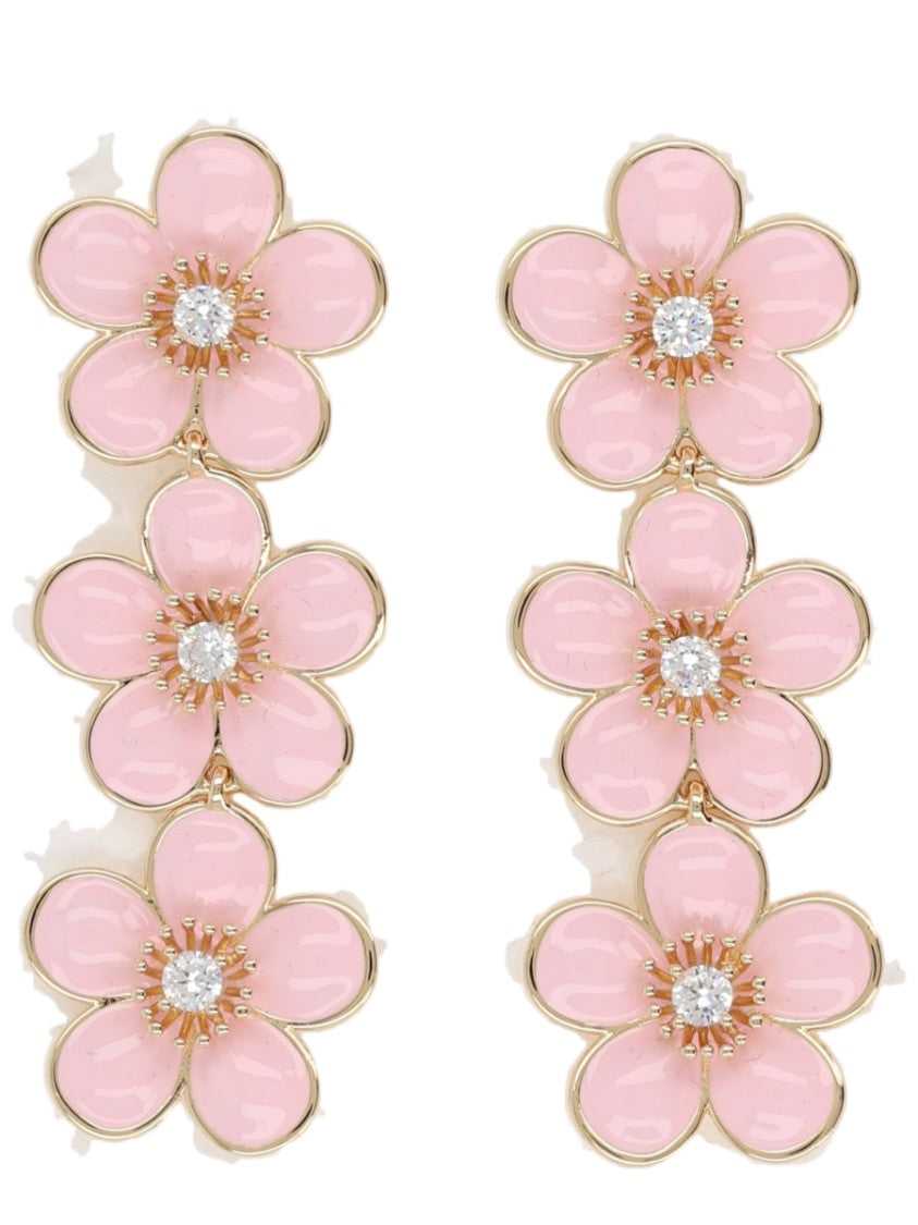Self-Portrait Cascading Floral Enamel Drop Earrings