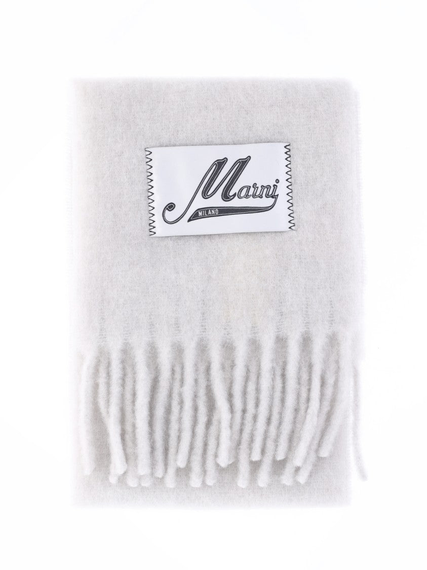 Marni Grey Alpaca Blend Fringed Scarf