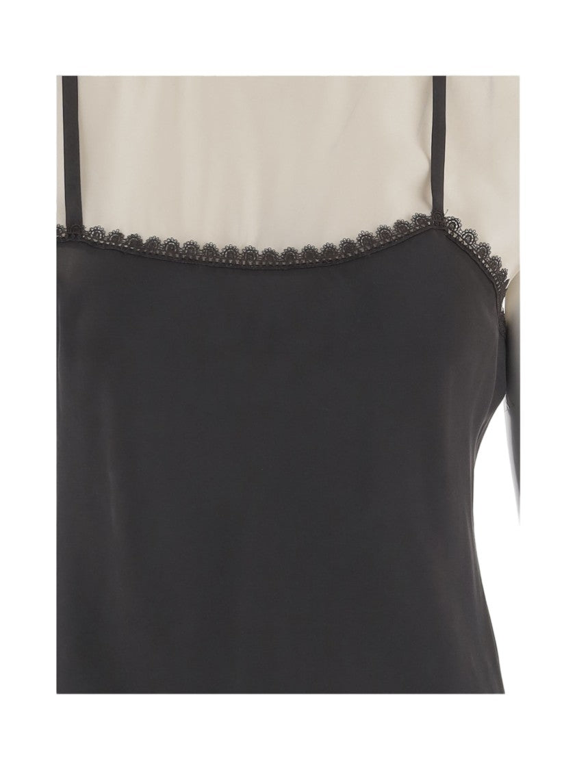 The Garment Silk Mini Dress With Lace Inserts And Back Tie Closure