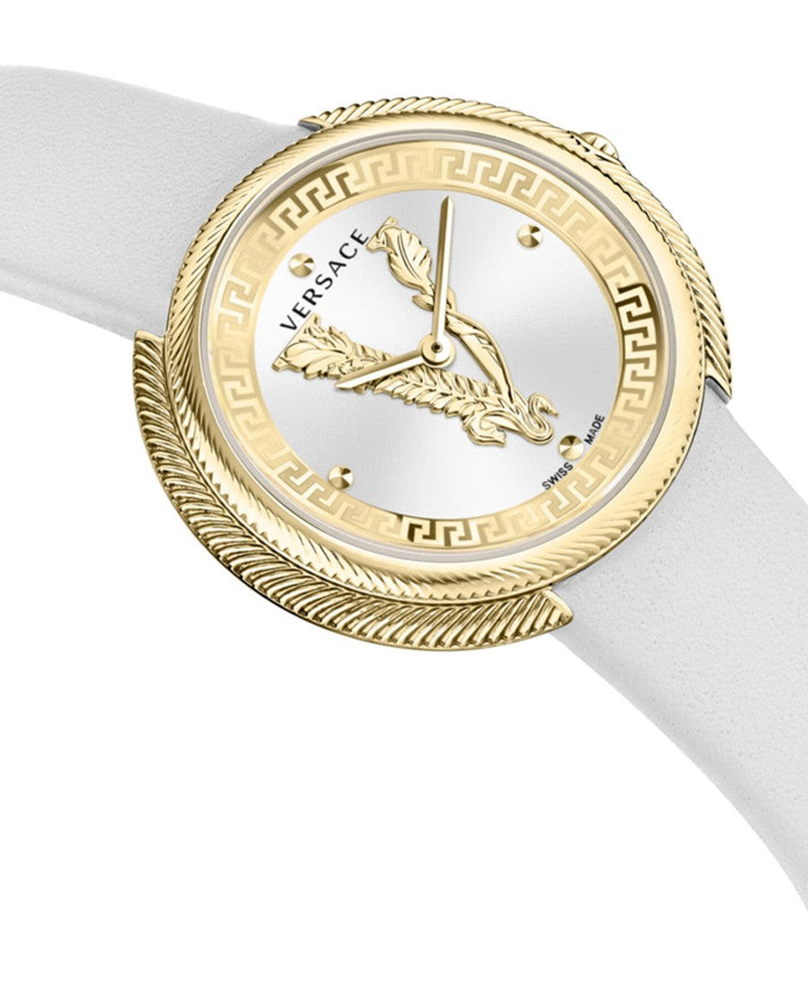 Versace Analog Quartz Thea Watch With Oval Gold-Tone Bezel