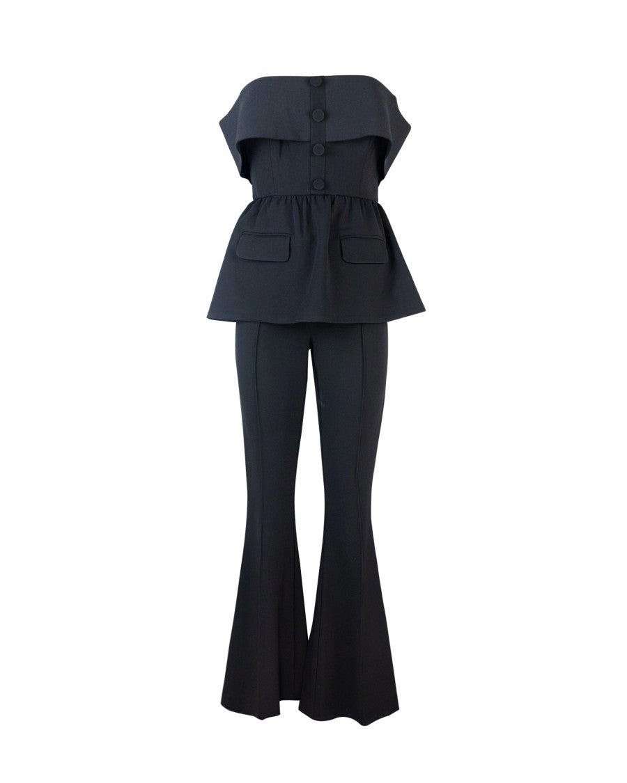 Self-Portrait Black Crêpe Jumpsuit