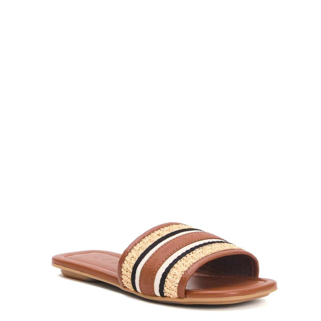 Hogan Cognac Leather Raffia Slipper