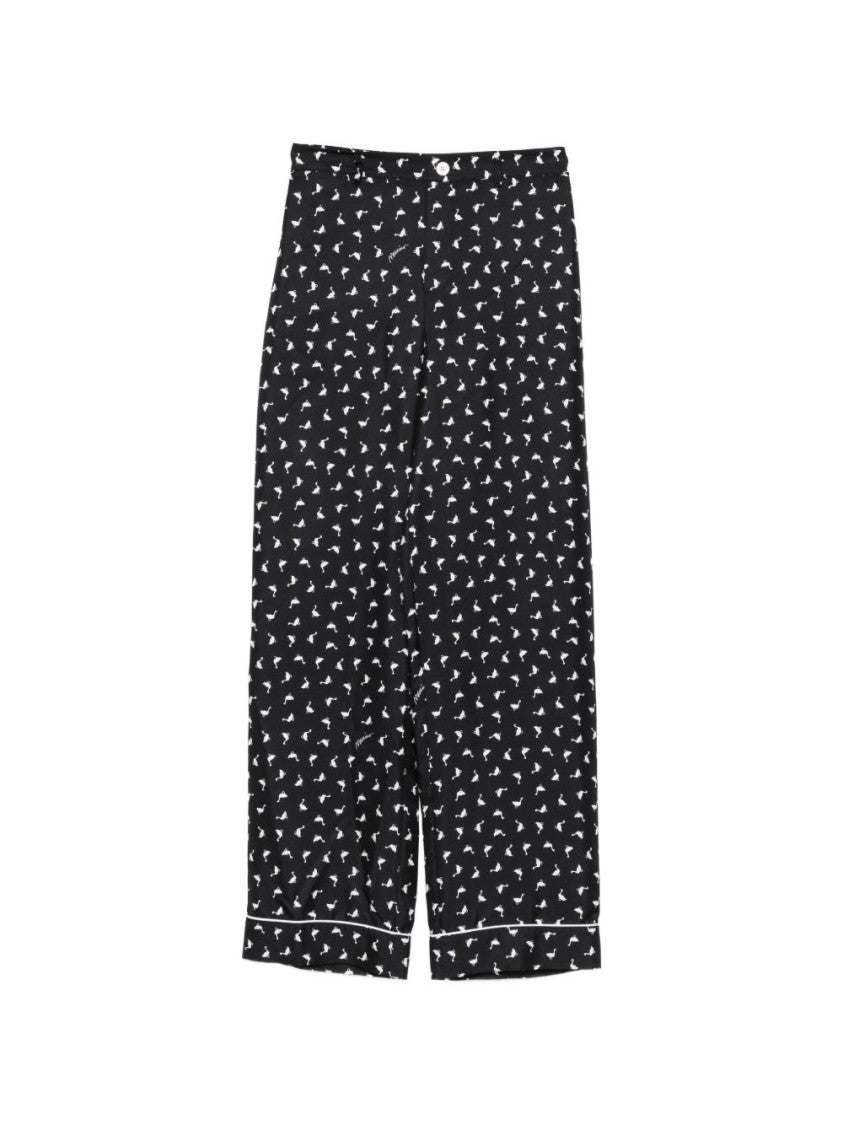 Moschino Black Silk And Nylon Tailored Trousers