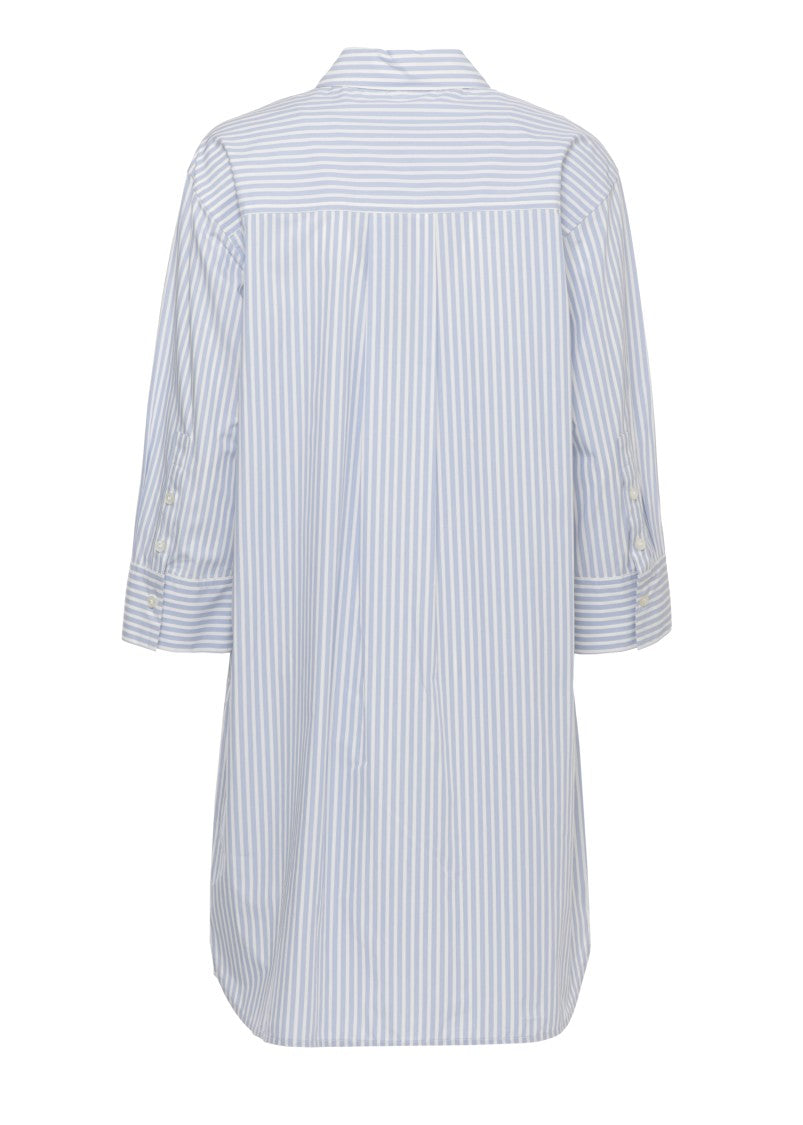 Woolrich Vertical Striped Cotton Dress With Classic Collar And Buttoned Cuffs