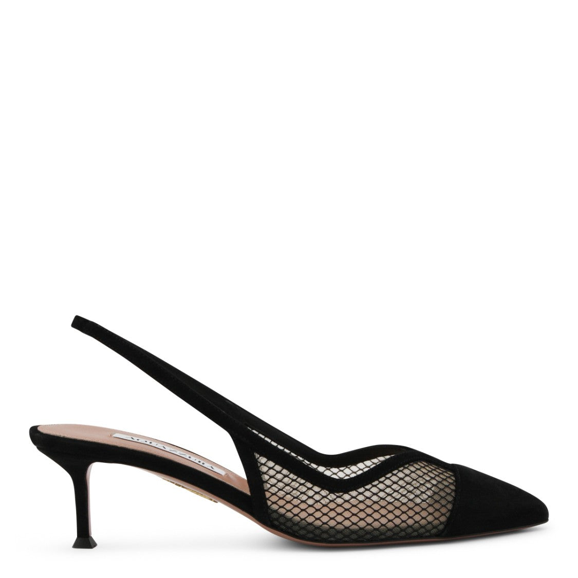 Aquazzura Pointed Toe Slingback Heels With Mesh Upper