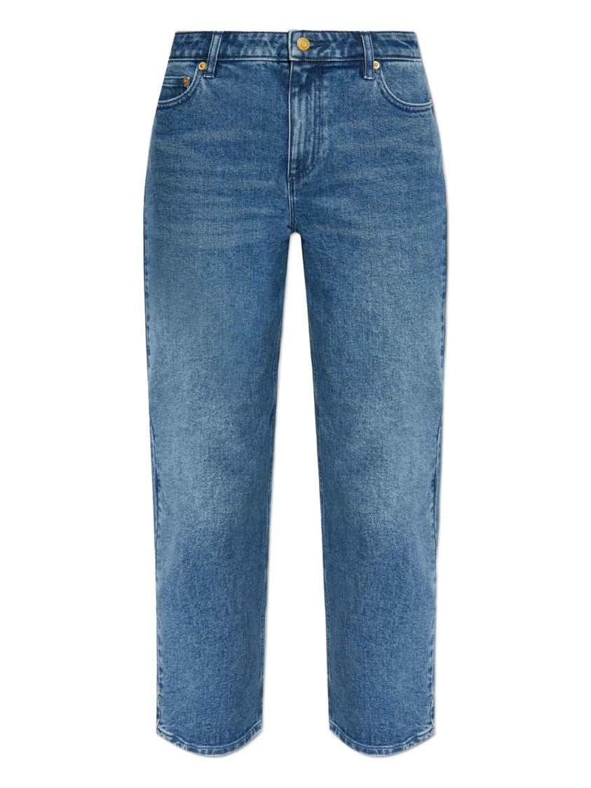 Michael Kors Mid-Blue Denim Jeans With Slightly Faded Wash And Straight-Leg Silhouette