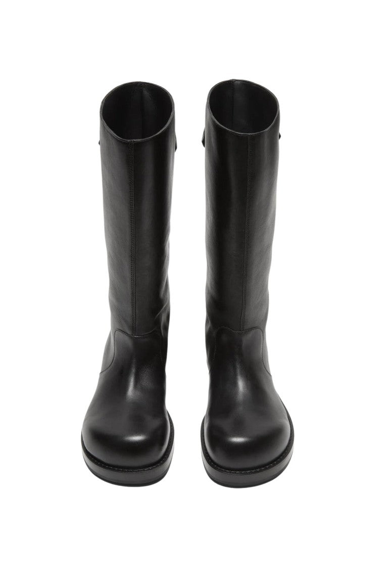 Acne Studios Mid-Calf Black Ankle Boots With Subtle Strap Detail