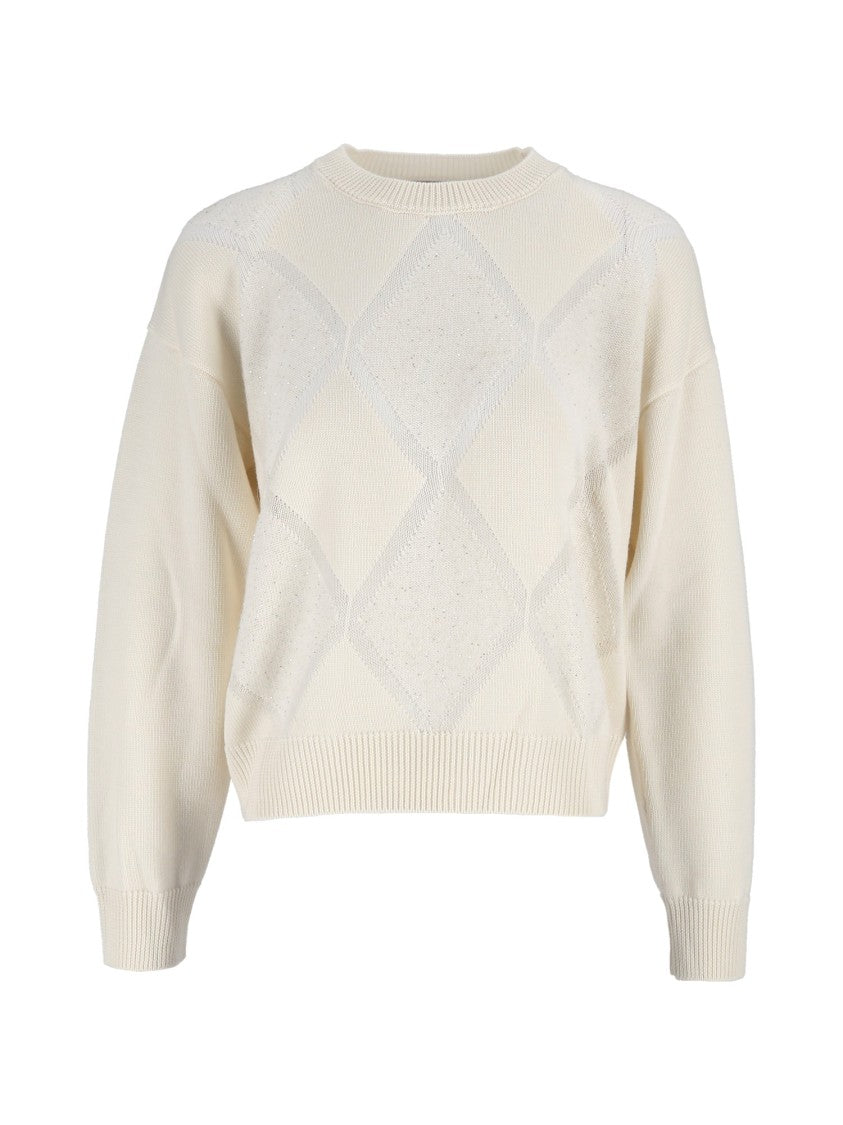 Peserico Textured Diamond Pattern Knitted Sweater