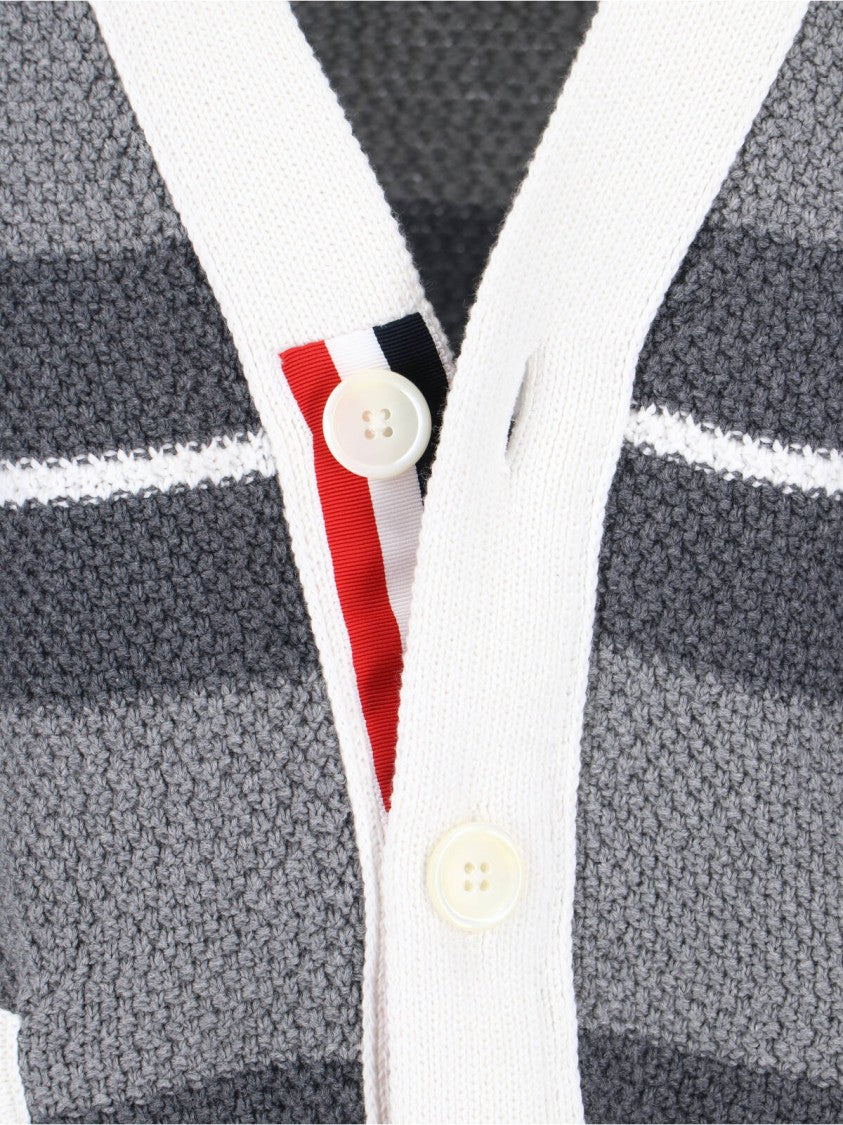 Thom Browne Striped Cardigan – Grey