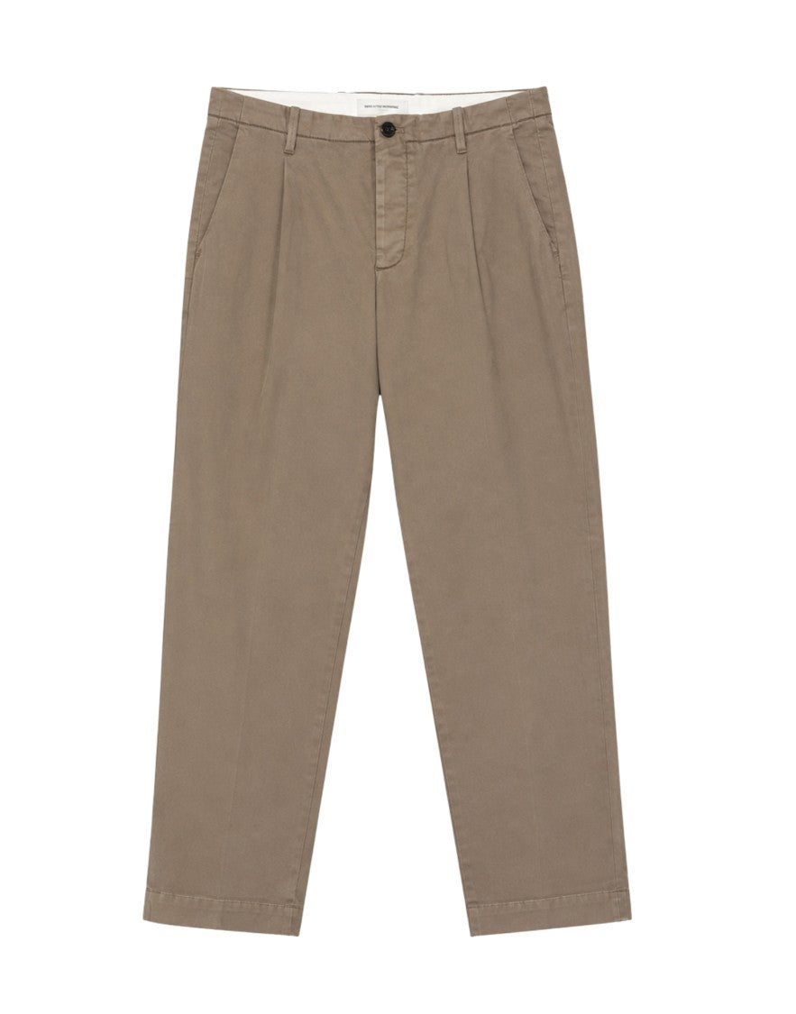 Nine In The Morning Camel Fold 2 Pleated Stretch-Cotton Chino Pants