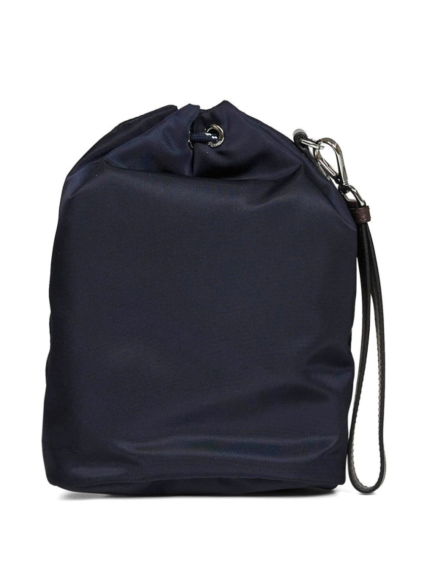 Prada Compact Drawstring Bag With Leather Accents