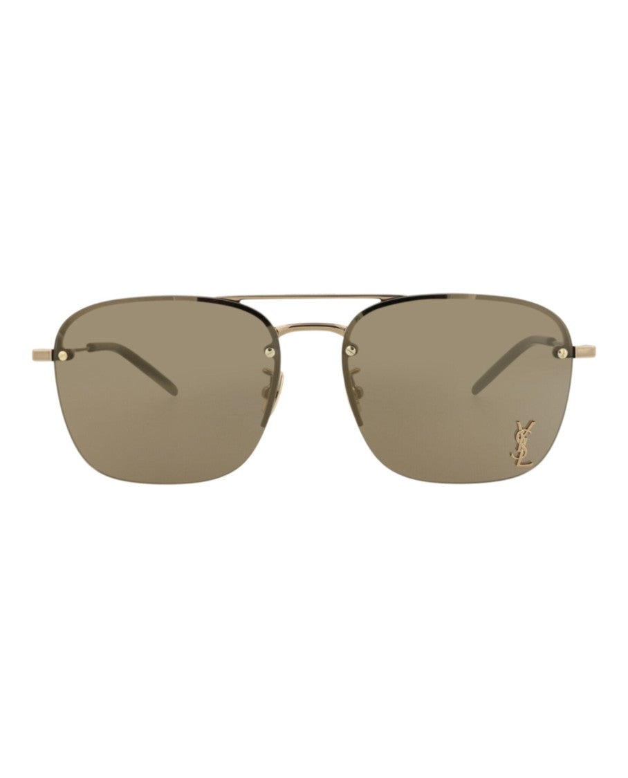 Saint Laurent Gold Aviator-Frame Metal Sunglasses With Adjustable Nose Pads