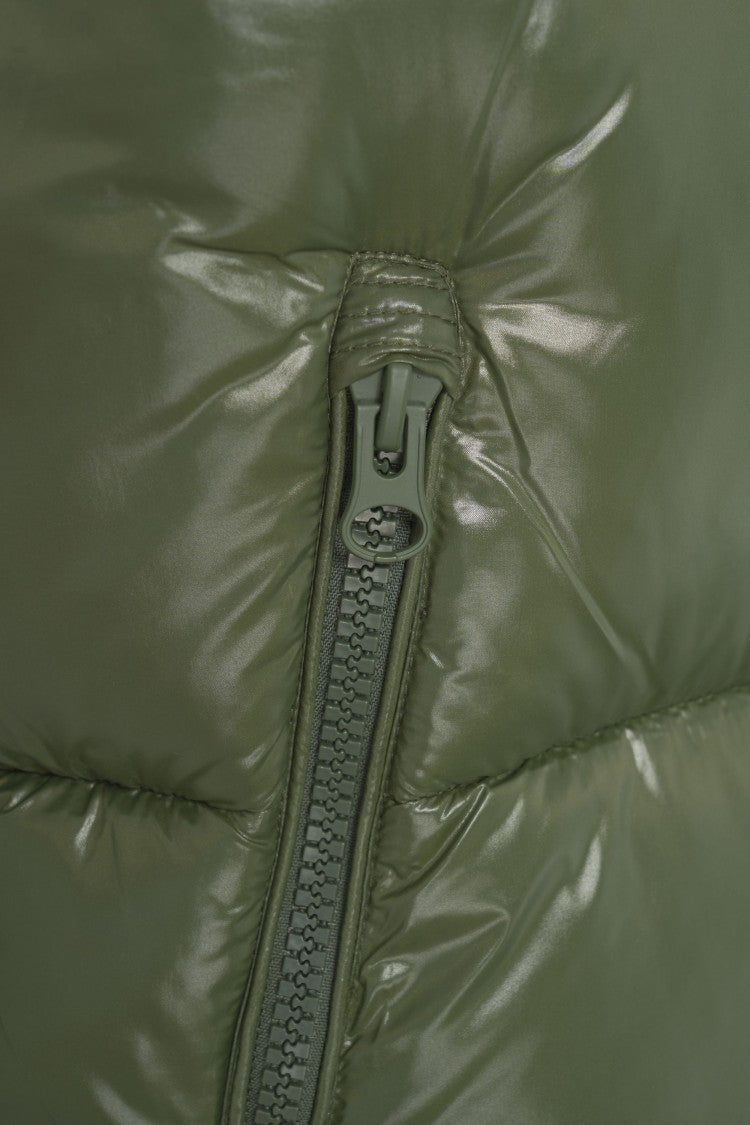 Save The Duck Quilted Green Waistcoat With High Collar And Double-Slider Zip