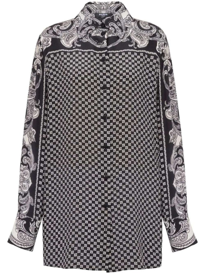 Balmain Paisley-Print Silk Shirt