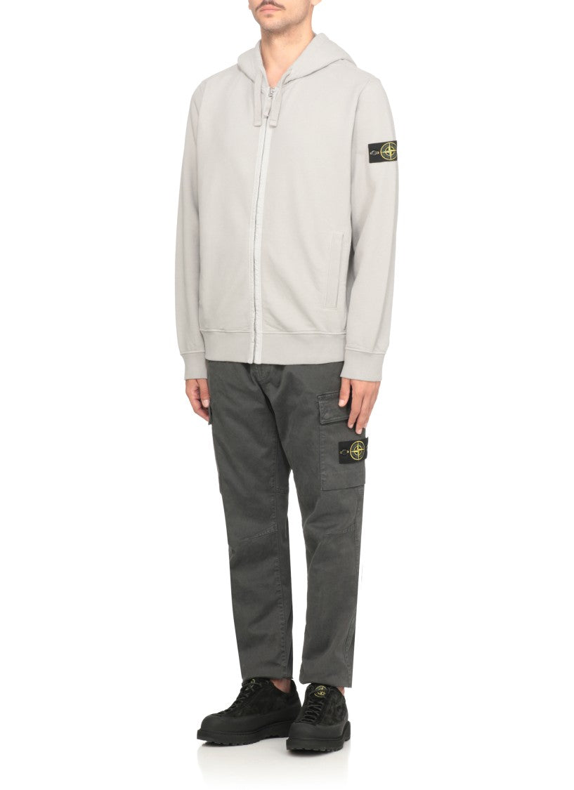 Stone Island Hooded Cotton Zip Sweatshirt