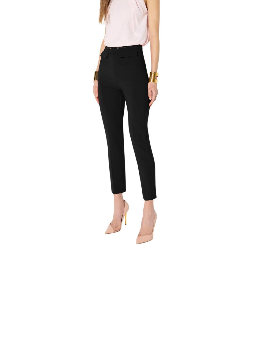 Elisabetta Franchi Slim Fit Trousers With Logoed Horsebit Detail
