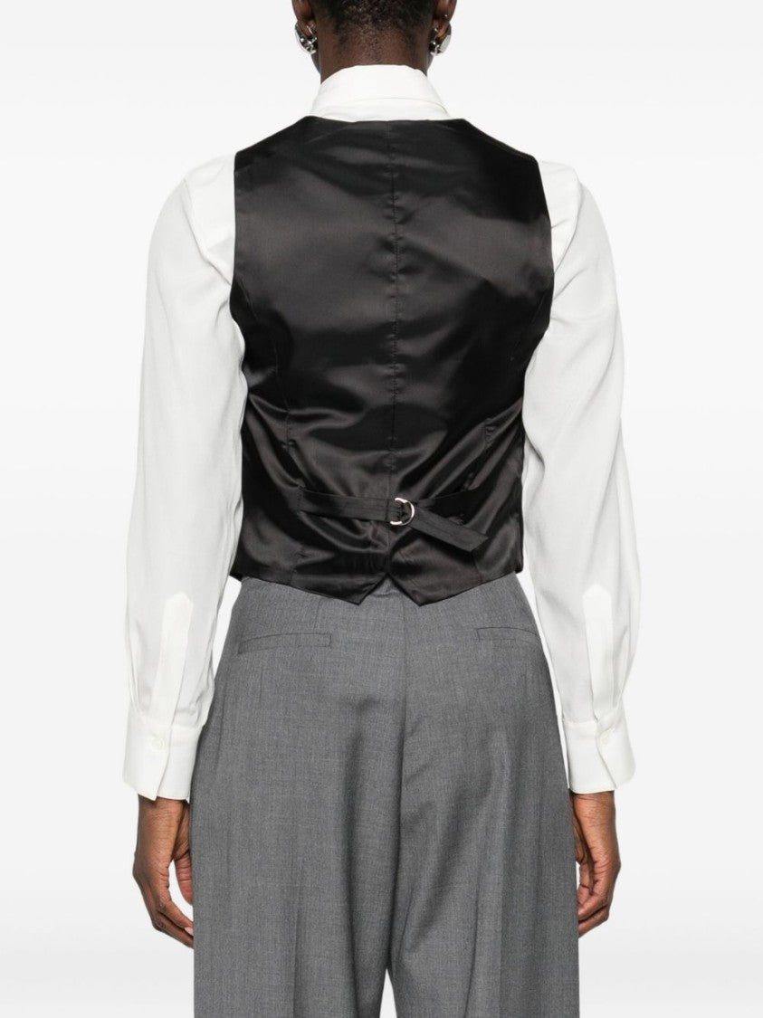 The Frankie Shop Black Tailored V-Neck Adjustable Vest