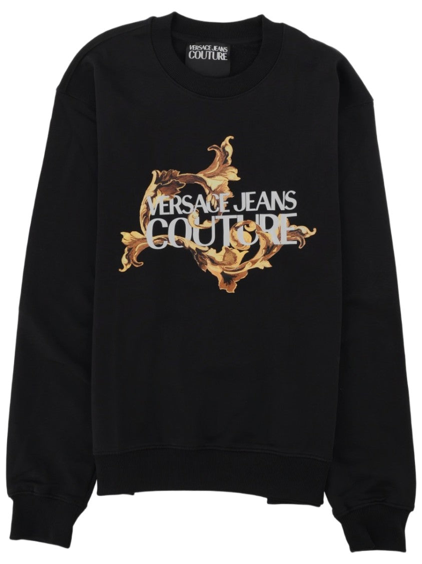 Versace Jeans Couture Baroque Graphic Black Cotton Sweatshirt