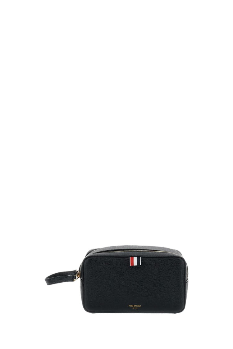 Thom Browne Rectangular Wash Bag In Soft Pebble Grain Leather