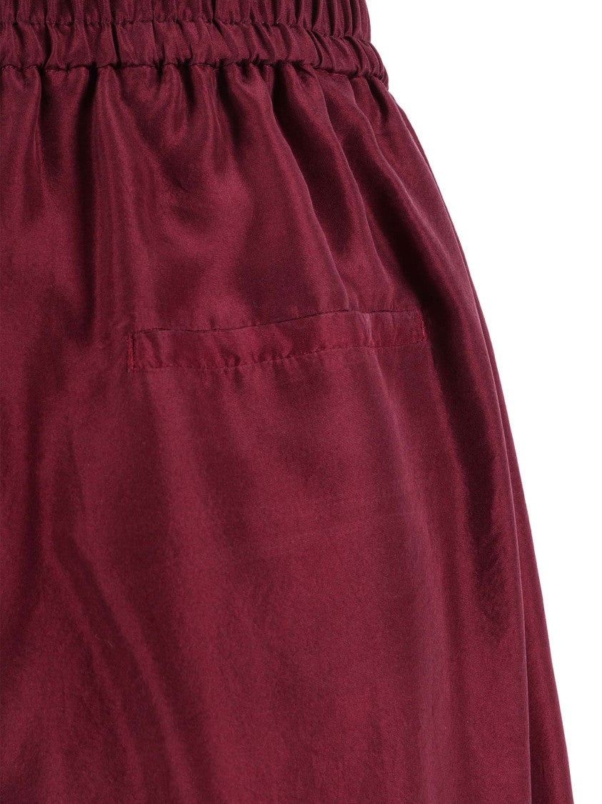 Forte Forte Burgundy Silk Wide-Leg Pants