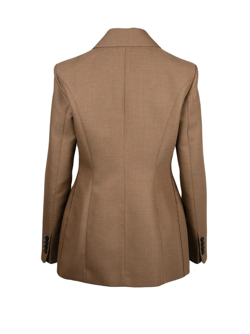 Seafarer Brown Virgin Wool-Blend Double-Breasted Jacket