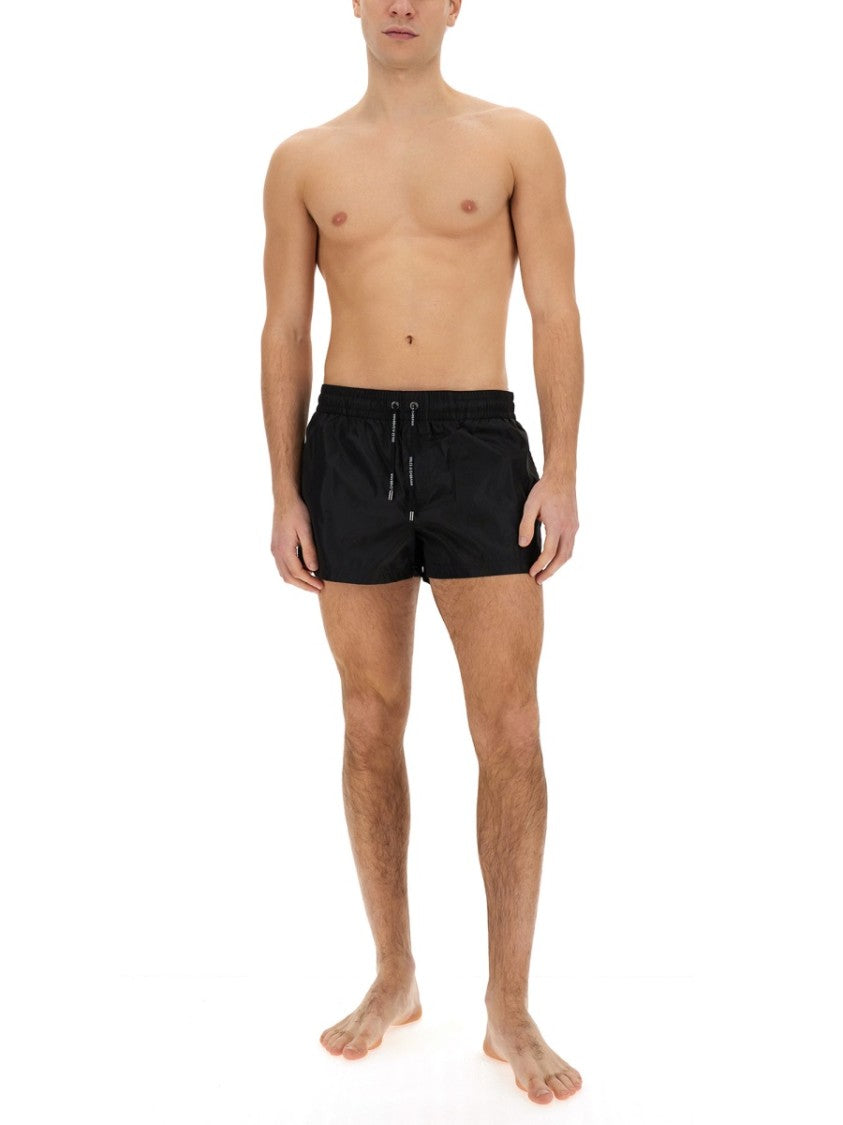 Dolce & Gabbana Classic Black Swimsuit With Elastic Waistband