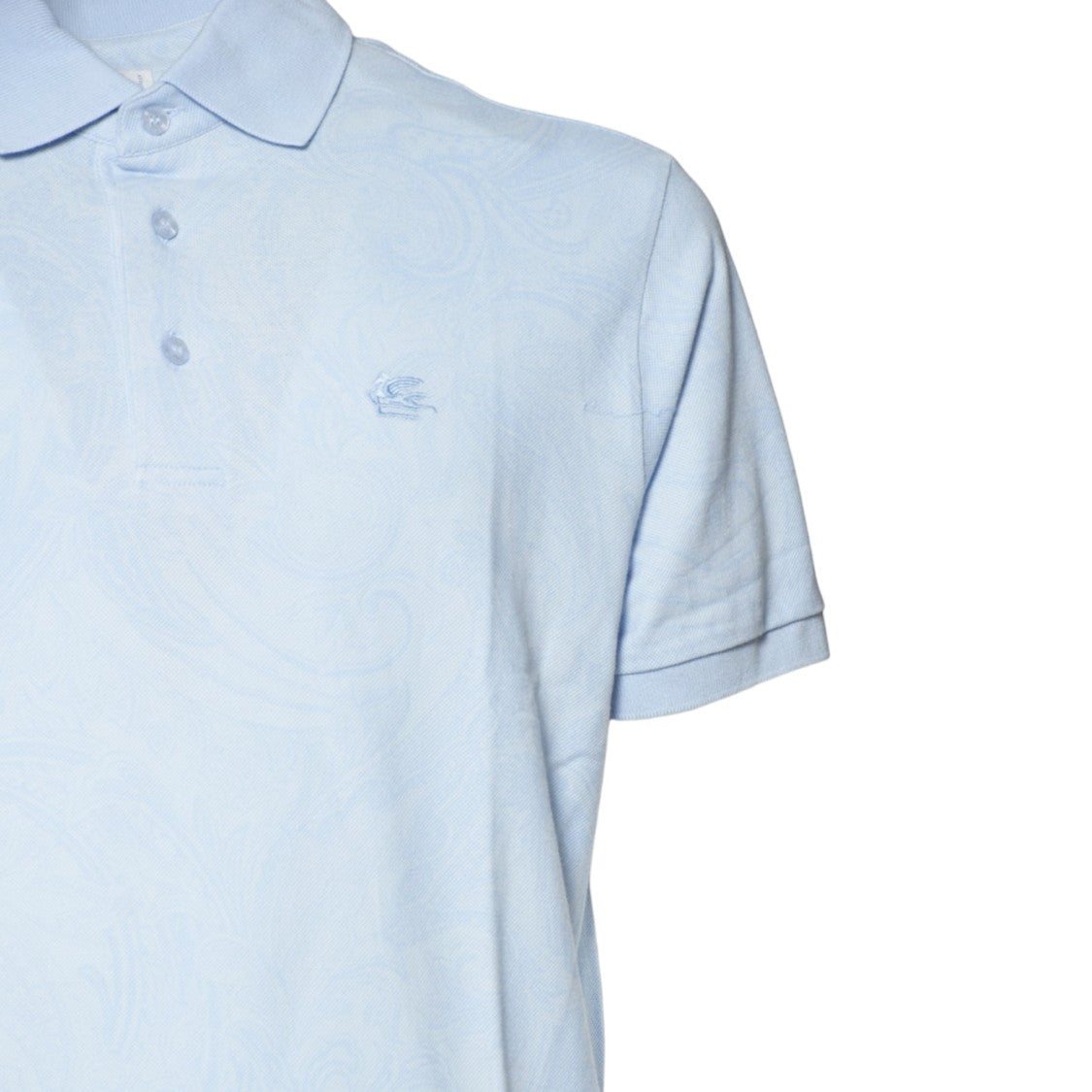 Etro Light Blue Cotton Jacquard Polo