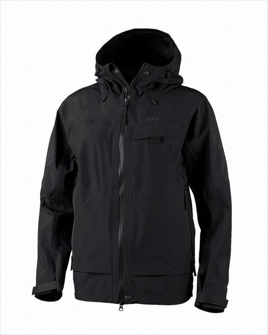 Lundhags Black Hooded Jacket With Adjustable Cuffs