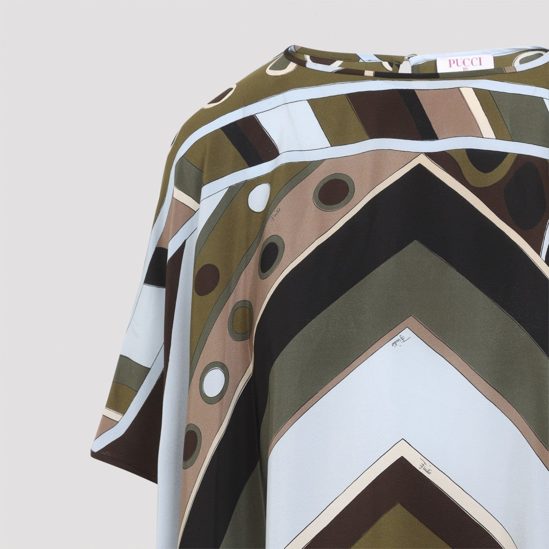 Pucci Geometric Pattern Silk Dress With Wide Sleeves