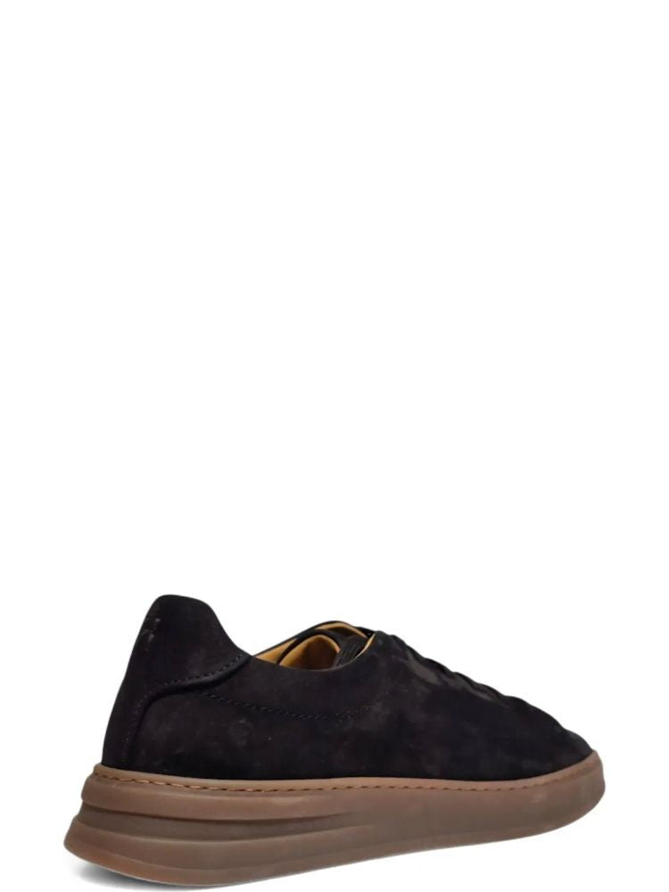 Henderson Black Low-Top Rubber Sole Leather Sneakers