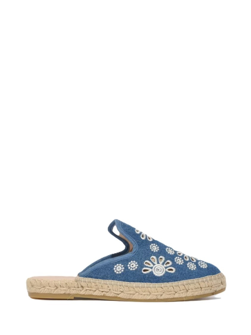 Mc2 Saint Barth Cotton Sangallo Slip-On Espadrillas With Braided Jute Detailing