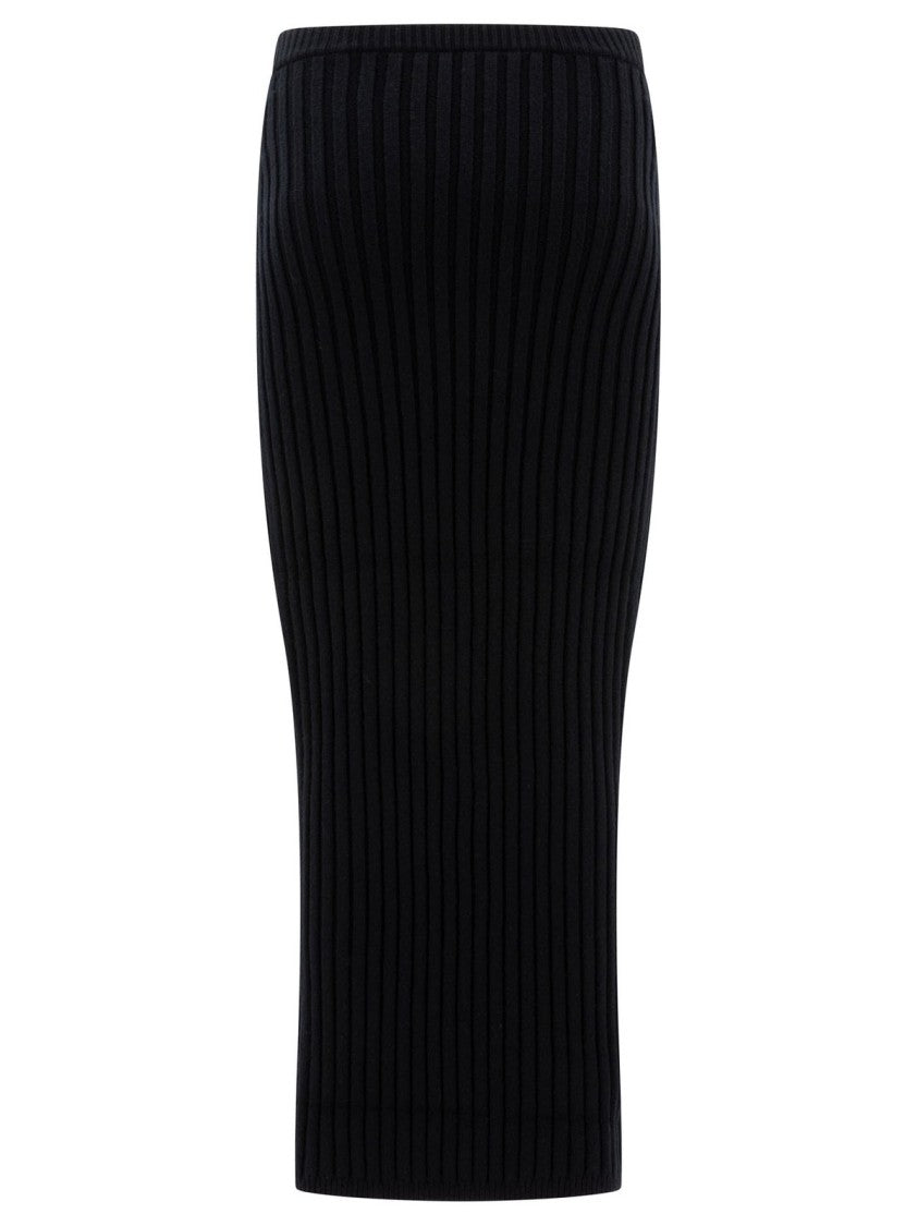 Max Mara Ribbed Black Midi Skirt