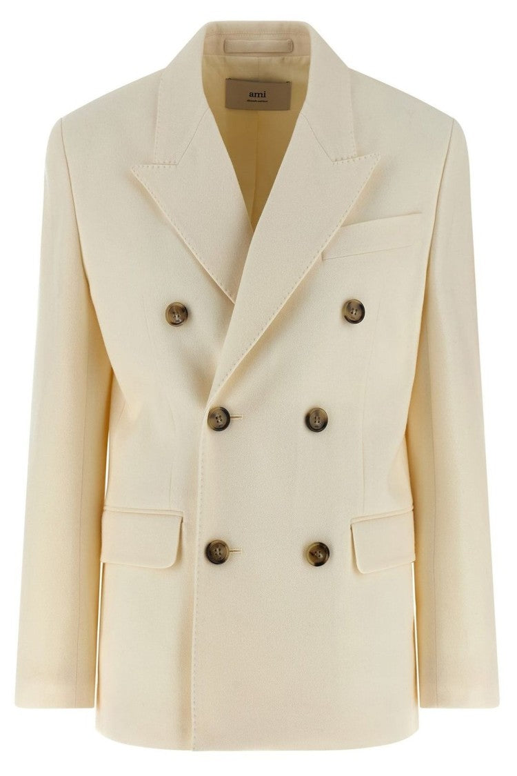 Ami Paris Double-Breasted Blazer – White