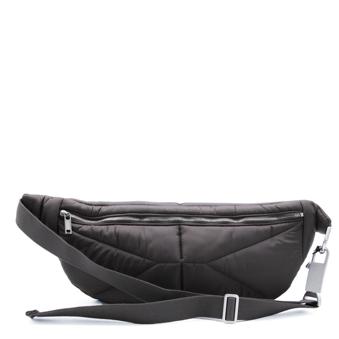 Moncler X Rick Owens Quilted Dark Grey Belt Bag With Adjustable Ribbon Closure