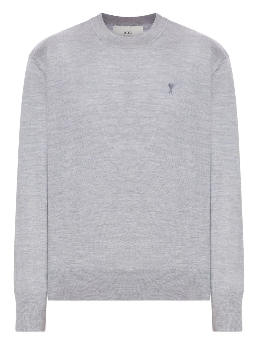 Ami Embroidered-Logo Sweater With Ribbed Details