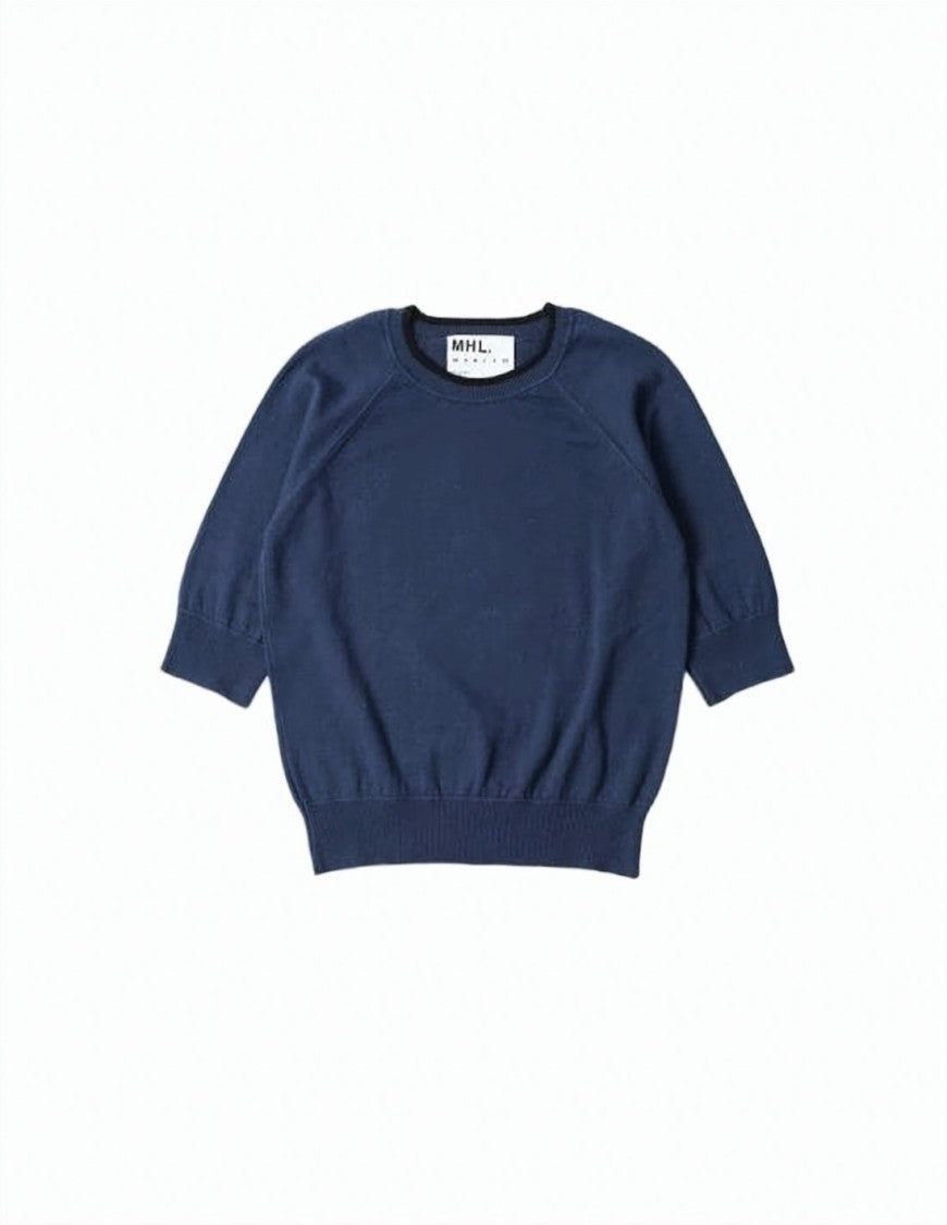 Margaret Howell Short-Sleeved Knit Top With Ribbed Hem And Cuffs