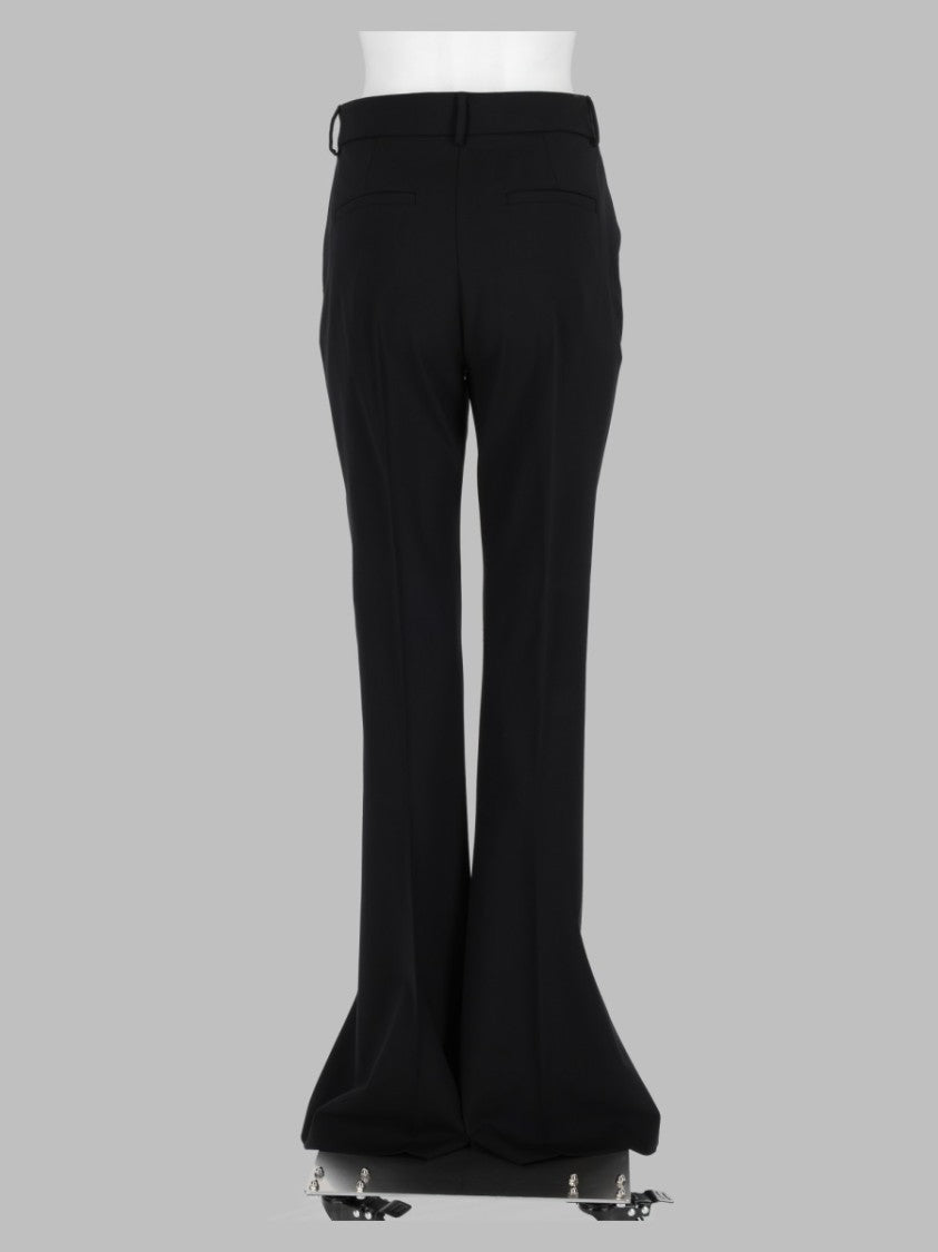 Sportmax Black Tailored Belt-Loop Virgin Wool Flared Pants