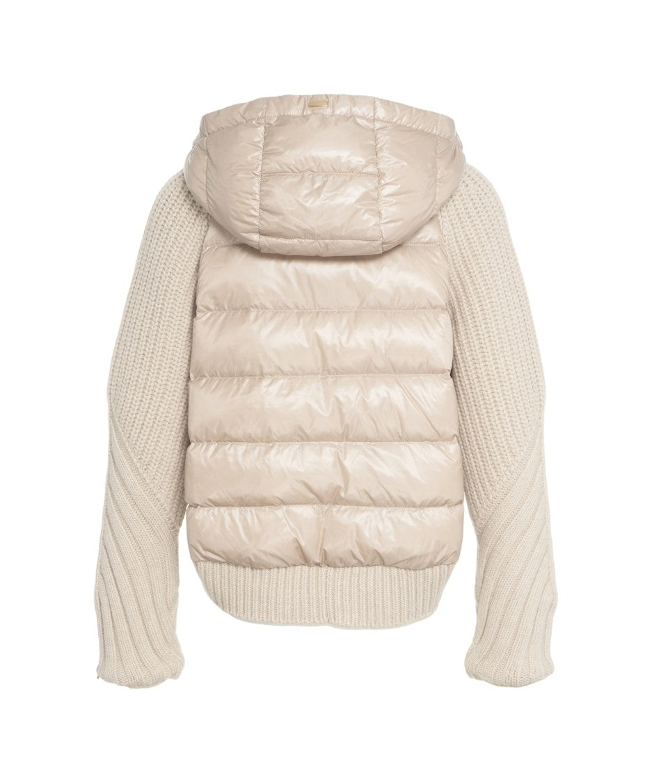 Herno Beige Knit Cardigan With Padded Front