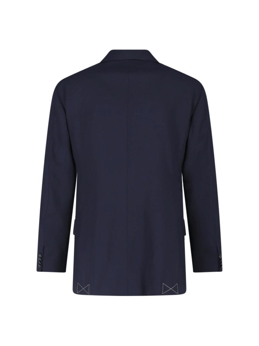 Cesare Attolini Navy Blue Double-Breasted Virgin Wool Suit